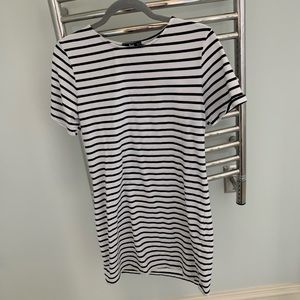 Shein black and white stripped dress